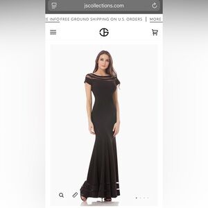 JS Collections Black Ottoman Fit and Flare Gown